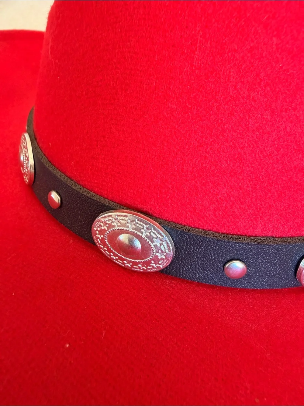 Red Women's Felt Cowboy Hat with Decorative Band